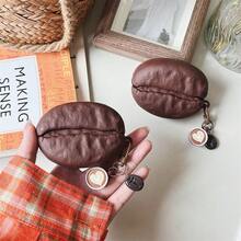 1pc Coffee Bean Earphone Protective Case, Suitable For Pod 4/Pro 3 Protective Case, Wireless Bluetooth Earphone Protective Case, With Cappuccino And Coffee Bean Pendant. - Multicolor - View 5
