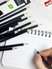 1/12pcs Black 2B Pencils, Student Learning & Exam Pencils, Student Stationery Pencil Set, Suitable For Exam Hall, Sketching, Drawing, Daily Writing, Homework, Back To School Supplies, Art Supplies - Multiple Styles - View 7