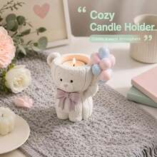 Cubulo Cetakan Silikon Resin Beruang Balon, Cetakan Resin Plaster DIY untuk Tempat Lilin, Pot Tanaman Sukulen Mini, Pot Pena Meja, Hadiah Buatan Tangan untuk Ulang Tahun, Pasangan, Teman, Dekorasi Rumah - Ini adalah jamur putih - WJ0150 - View 1