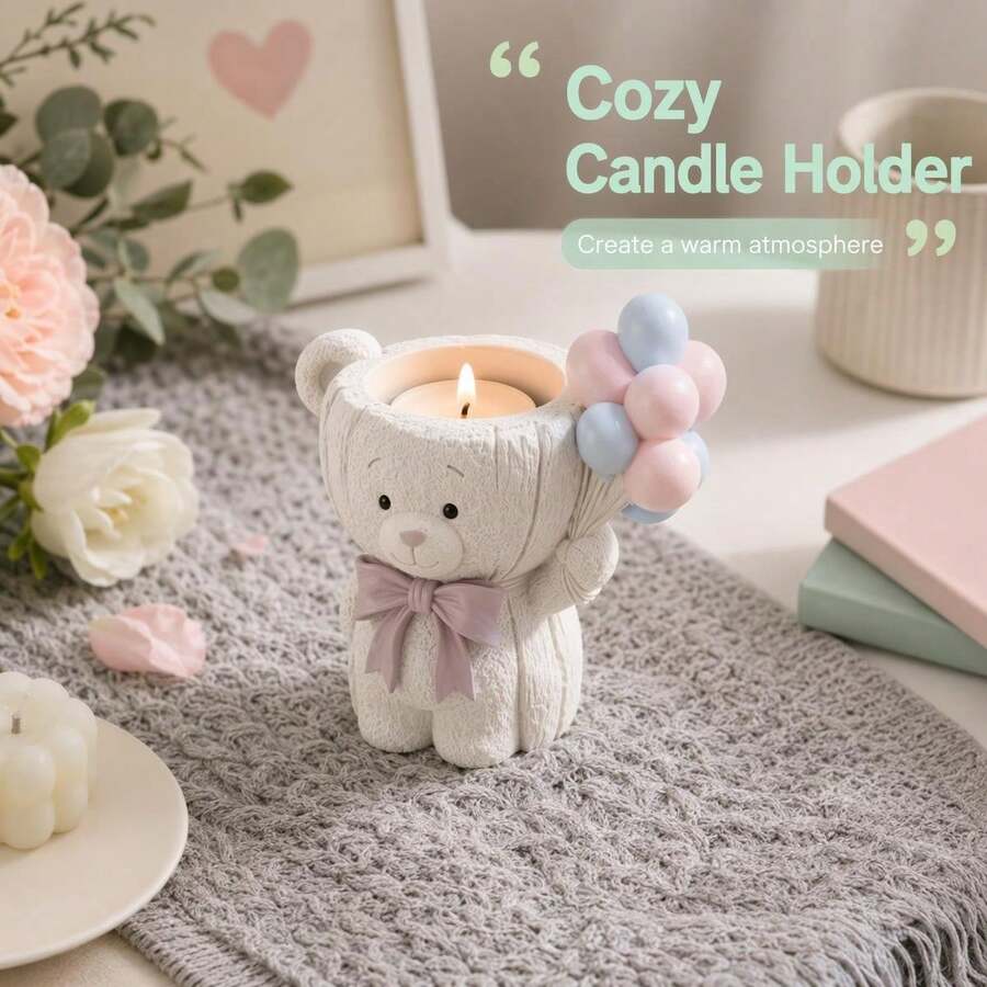 Cubulo Cetakan Silikon Resin Beruang Balon, Cetakan Resin Plaster DIY untuk Tempat Lilin, Pot Tanaman Sukulen Mini, Pot Pena Meja, Hadiah Buatan Tangan untuk Ulang Tahun, Pasangan, Teman, Dekorasi Rumah - Ini adalah jamur putih - WJ0150 - View 1