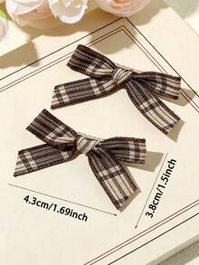 6/12/24 Pieces Of Coffee Colored Small Bow Hair Clip Hair Accessory Versatile (Color Random) - Multicolor - View 2