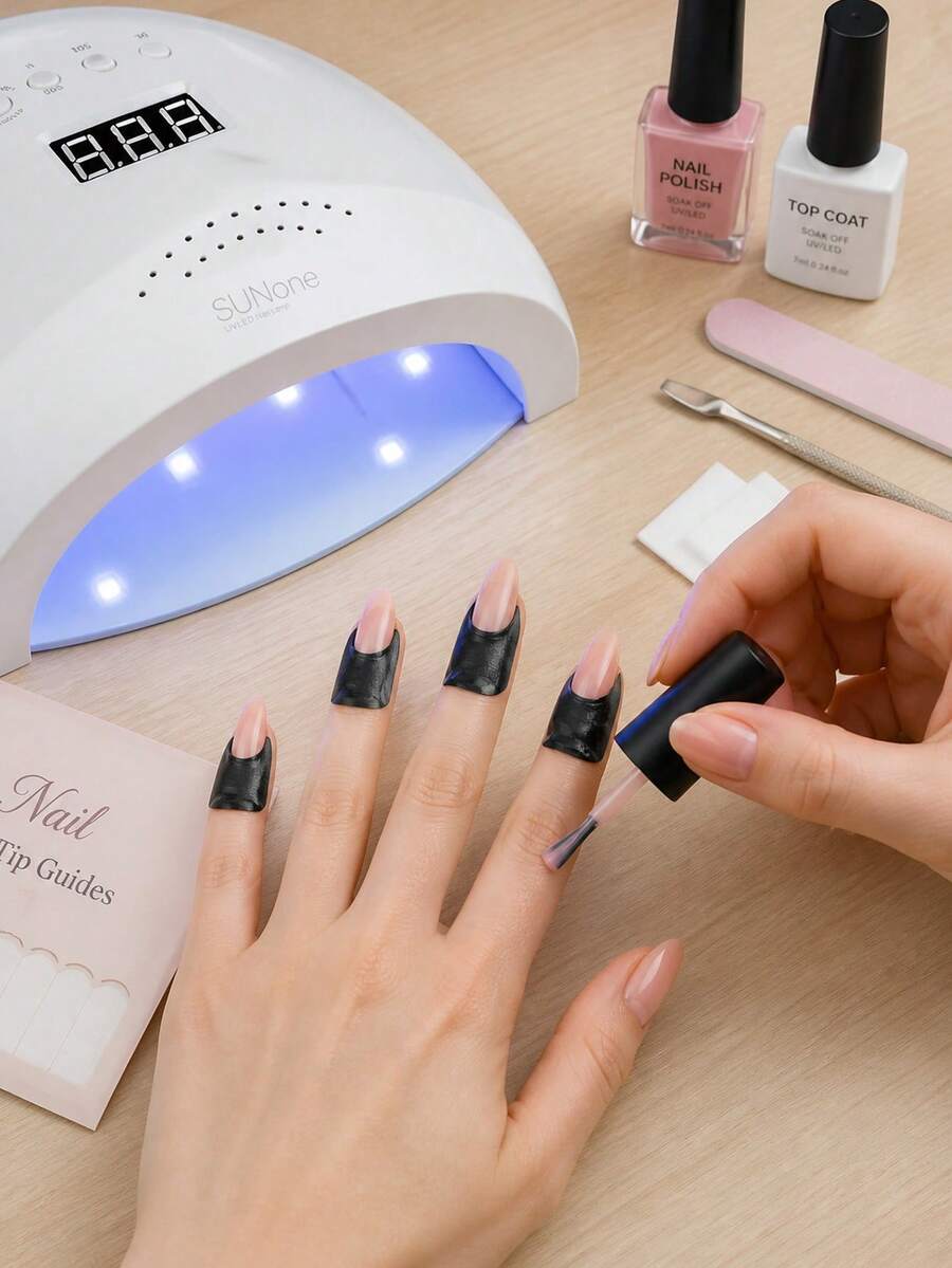 Nail Tape/Latex Nail Polish Barrier Peel Off/U-Shaped Nail Protection Sticker & Rotary Pen Set, Odorless Latex Protective Agent Effectively Prevents Staining And Bleeding, Suitable For Painting, Printing And Nail Art Design Multiple Scenarios, Flexible Soft Tool Fits Nail Surface Without Damaging Natural Nails, Professional Grade Nail Art Accessory Also Beginner Friendly Equipment - Multicolor - View 1