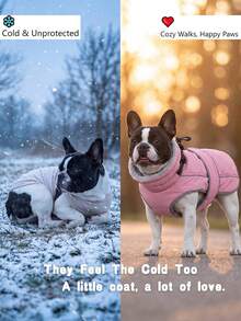 Dog Winter Coat, Thickened Warm Fleece Lining, Adjustable Pet Vest With Reflective Strip, Built-In Collar D-Ring, Outdoor Medium To Large Dog Jacket - Coral Pink - View 6
