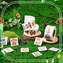 500pcs/Roll Animal Stickers Sitting Zebra Pattern Animal Elephant Hippo Sloth Lion Tiger Giraffe Monkey 1 Inch Stickers Stationery Pencil School Bag Skateboard Decoration Stickers Teacher Training Doodle Label Stickers Cake Baking Envelope Gift Box Seal Stickers For Crafts Scrapbook Materials Notebook Scrapbook Envelope Decoration Sealing Stickers - Multicolor - View 6