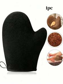 2/1pc Self-Tanning Gloves, Unisex Thumb-Covering Tanning Mitts, Suitable For Applying Body Lotion, Sunscreen, Self-Tanning Oil, Soft Waterproof Reusable Double-Sided Flocked Tanning Gloves, Body Scrub, Bath Gloves - Multicolor - View 11