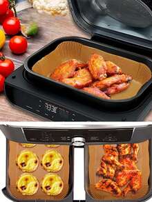 5/25/50/100pcs Air Fryer Baking Paper, Oil-Absorbing Paper, Paper Liners, Baking Oven Sheets, Square, Rectangular, Round, Suitable For Air Fryer, Oven, Heat-Resistant, Non-Stick, Ideal For Cooking, Baking, Kitchen, Party, Camping - Multicolor - View 3