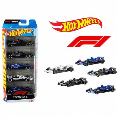 Mattel Hot Wheels Formula One F1 2025-5 Paquetes [Oracle RB Racing, Petronas, Alpine, M. Gram, Williams] Vehículos de Juguete de Metal a Escala 1:64-JLN11