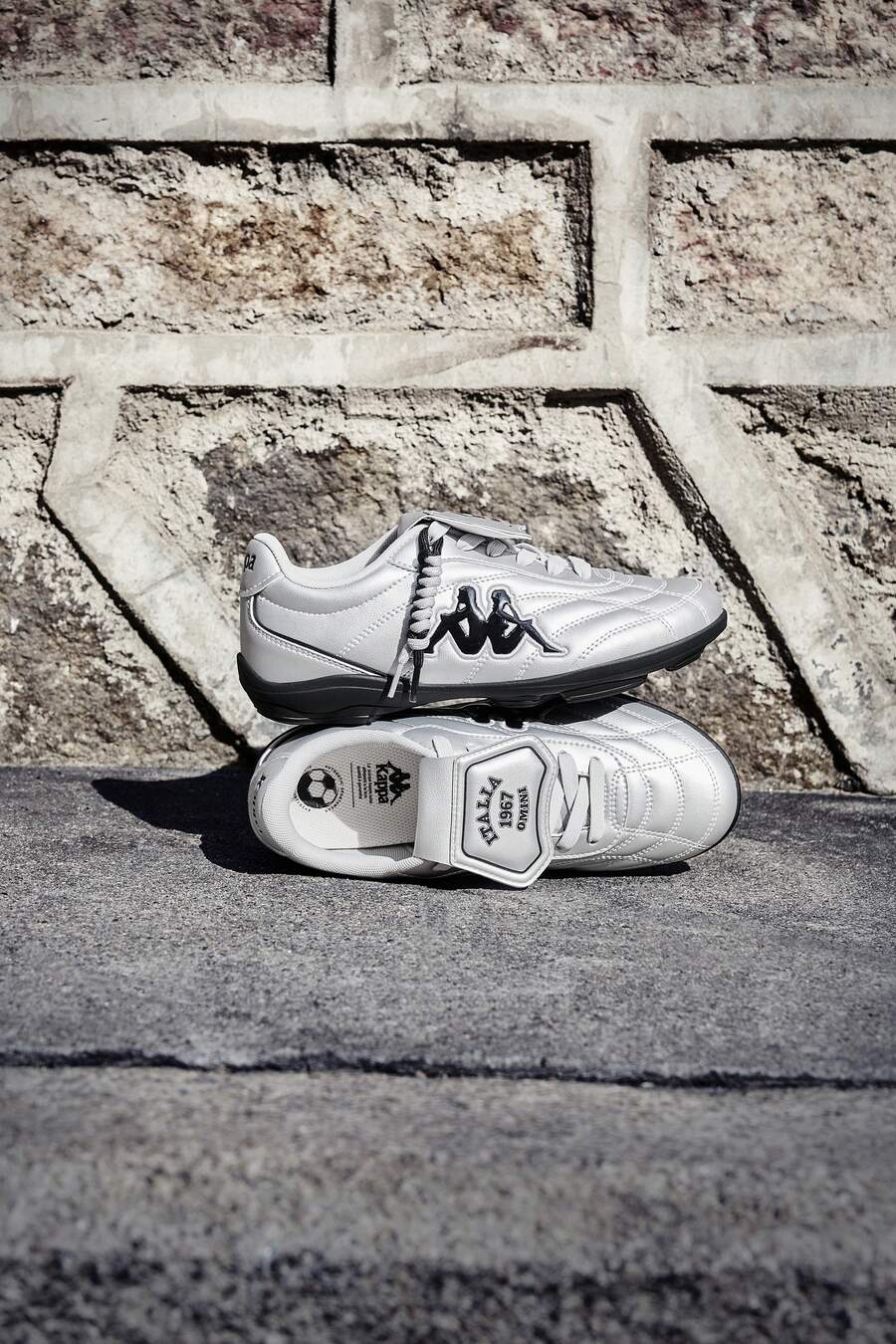 Kappa Men's & Women's Retro Casual Shoes, Leather Soft Sole Football Style Training Sneakers - Silver - View 1
