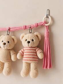 Handmade Knitted Plush Doll Hanging Storage Rack, 20 Clips 2 Hooks Vertical Wall Display Chain, Wooden Ring Metal Clip Doll Storage, Space-Saving Closet Bedroom Living Room Background Wall Decor, Collector's Gift - Multicolor - View 4