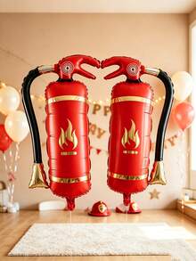 2pcs 29.92 Inch Fire Pump Balloons, Perfect For Flame Theme Party, Firefighter Adult Party Decoration Balloons - View 1