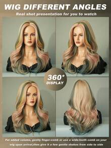 AKAKO 20 Inch Rainbow Multi Color Long Wave Wig With Middle Part, Heat-Resistant Synthetic Halloween Costume Wig For Cosplay, Music Festival Party Wear - Multicolor - View 6