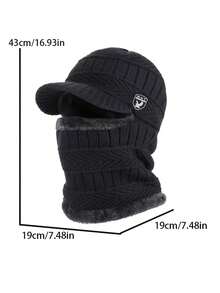 1pc Men's Autumn/Winter Knitted Beanie Hat, Outdoor Electric Bike Riding, Cold-Proof Thermal Lined Thickened Neck Warmer Integrated Hat - Multicolor - View 5