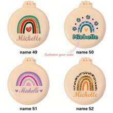 Customized Name, Mini Portable Brush, Built-In Folding Mirror, Air Cushion Massage Comb, Compact Design, Convenient For Travel, Durable Plastic Material, Back-To-School Season - Multicolor - View 4
