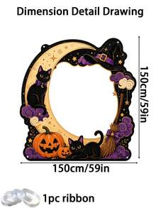 Halloween Photography Props, Fun Polyester Hollow Out Party Props, Equipped With Witch Magic Jars, Ghost Castles, Black Cats, Interactive Photo Booth Decorations, Suitable For Trick Or Treat Parties, Halloween Party Decorations, And Home Decor Items - A - View 17