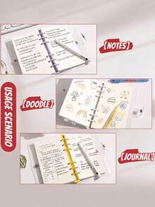 A6 Cute Plaid Transparent PVC Loose-Leaf Notebook, Detachable Pages Diary, 120 Pages Lined/Blank Paper, Large Capacity No Sharp Edge Design, Soft Touch, Suitable For Middle And High School Students' Planner Diary, Scrapbook - Multicolor - View 6