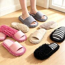 1 Pair Detachable Washable Linen Mop Slippers, Unisex Slouchy Floor Cleaning Slippers, Reusable Dusting Mop Shoes, Quick Drying, Suitable For Kitchen Bedroom Living Room Bathroom Indoor Home Cleaning, Summer Home Cleaning Tool - Multicolor - View 9