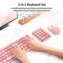 MOFii I Bean Max 2.4G Wireless Keyboard And Mouse Combo, Retro Round Keycaps Silent Set, Macaron Color Portable Office Peripherals, Batteries Not Included - View 8