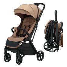 Lightweight Stroller, Portable Stroller, Ideal For Travel, Essential Baby Accessory, Breathable Mesh Fabric, One-Step Folding Stroller - Brown - View 1