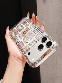 1pc Personalized Creative Halloween Holiday Commemorative Photo Frame Design Pattern Phone Case, Perfect For Holiday Use, Compatible With IPhone 16 15 14 13 12 11 17 18 17pro 17promax Plus Mini Apple Phone Protective Cover - Clear - View 5