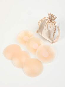 2/6pcs Liquid Silicone Nipple Covers With Pouch, Seamless Breast Petals For Weddings, Strapless And Backless Dresses - Multicolor - View 2