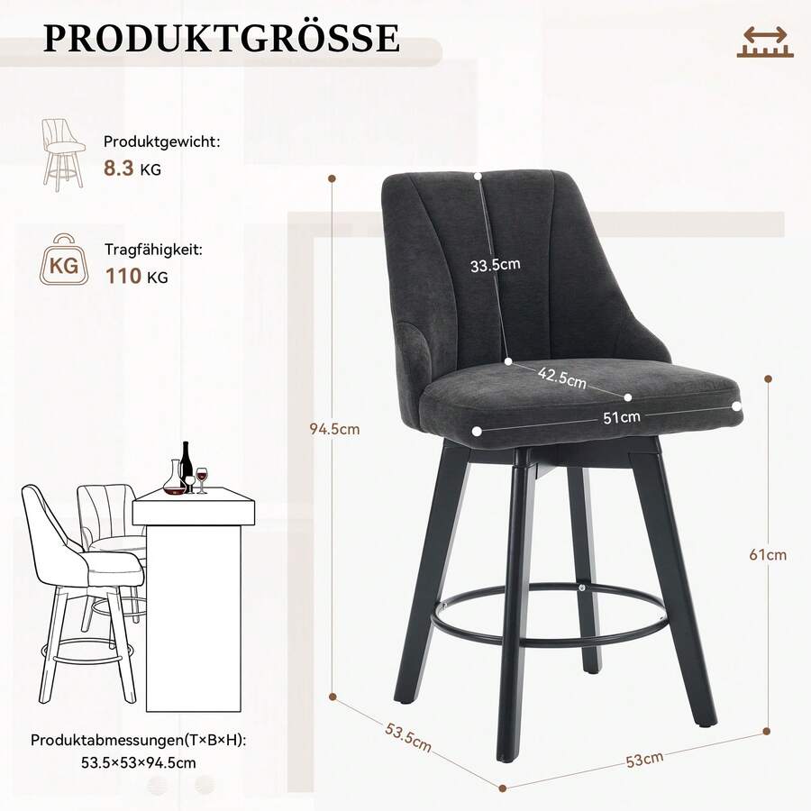 Set Of 2 Dining Chair Grey Minimalist Made Of Chenille For Kitchen And Dining Room - Grey - View 1