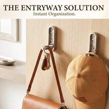 2-4PCs Foldable Invisible Hook Zinc Alloy Wall Hook Retractable Space Saving Multifunctional Hanging Folding Hooks For Bathroom Closet Entryway Laundry Room Scarf Hat Coat Robe Key Purse Bag, Minimalist Holiday Style, Easy To Install - Multicolor - View 9