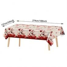 1pc/3pcs Halloween Bloody Handprint Theme Disposable Plastic Tablecloth, Suitable For Halloween Party, Escape Room Theme Gathering, Haunted House Event, Outdoor Picnic Party Decoration 137*274cm - Multicolor - View 3