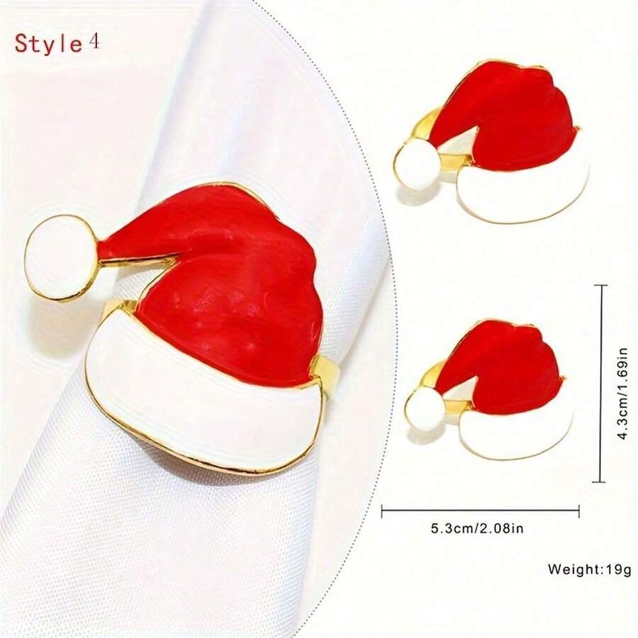 FILIAL MIN Christmas Metal Napkin Rings, Reindeer Garlands, Christmas Trees, Snowflake Napkin Rings, Napkin Clasps, Dining Table Decorations - Style 4 - View 1