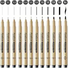 Bộ 12 bút vẽ viền Micro-Liner ngòi nhọn, nhiều kích cỡ, mực đen, chống nước, bút marker phác thảo cho họa sĩ, vẽ anime, viết nhật ký và đi nét - Màu sắc ngẫu nhiên - Xem 3