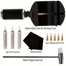 11pcs Watch Band Removal Tool Set, Universal Watch Band Tools, Watch Band Buckle Removal & Repair Tool Kit, Suitable For Watch Band Adjustment, Watch Accessories, Watch Repair Tools, Watch Band Buckle Removal & Adjustment Tool Set, Professional Watchmaker Use - Black - View 9