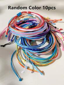 1/5/10/20pcs Rainbow Color Handmade Woven Rope Bracelets, Gradient Color Adjustable Size Bracelets, Suitable For Boyfriend And Girlfriend, Rainbow Multi-Piece Friendship Bracelets, Suitable For Daily Wear And Sharing - Multicolor - View 10
