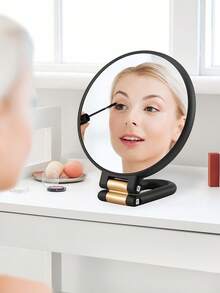 50X Magnifying Travel Hand Mirror With Handle, Double-Sided Hand Mirror, 10X/50X Magnification, Adjustable Handle/Stand, Foldable Travel Makeup Mirror, High Cost-Performance, Suitable As Christmas Gift, Cosmetics, Makeup Tools - Multicolor - View 4