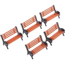 Park Bench Model, Mini Garden Decor, Handmade Character Landscape Bench Model, Garden Decoration, Country Decor, Miniature Scene Component - 5pcs - View 2