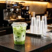 16oz/14oz Set Clear Cups With Lids, Straight Lid Iced Drink Cups, Smoothie Cups, Suitable For Cold Drinks, Juices And Milkshakes - Halloween/Christmas/Birthday Party Essentials [Reusable] - Transparent - View 6