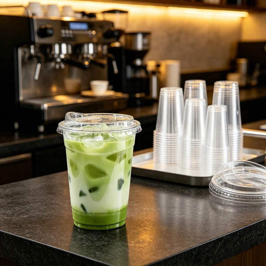 16oz/14oz Set Transparent Cups With Lids, Straight Lid Ice Drink Cups, Smoothie Cups, Suitable For Cold Drinks, Juice And Milkshakes - Halloween/Christmas/Birthday Party Essentials [Reusable] - Transparent - View 1
