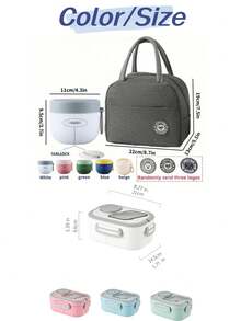 1 hộp bento cầm tay chống rò rỉ, hộp đựng thực phẩm chia ngăn dùng được trong lò vi sóng, hộp đựng cơm trưa tái sử dụng cho văn phòng, trường học hoặc dã ngoại 1/2 cái - Nhiều màu - Xem 11