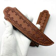 Funda de piel con hoja fija y funda de piel universal, material de cuero vacuno, incluye 1 unidad - A - Ver 1