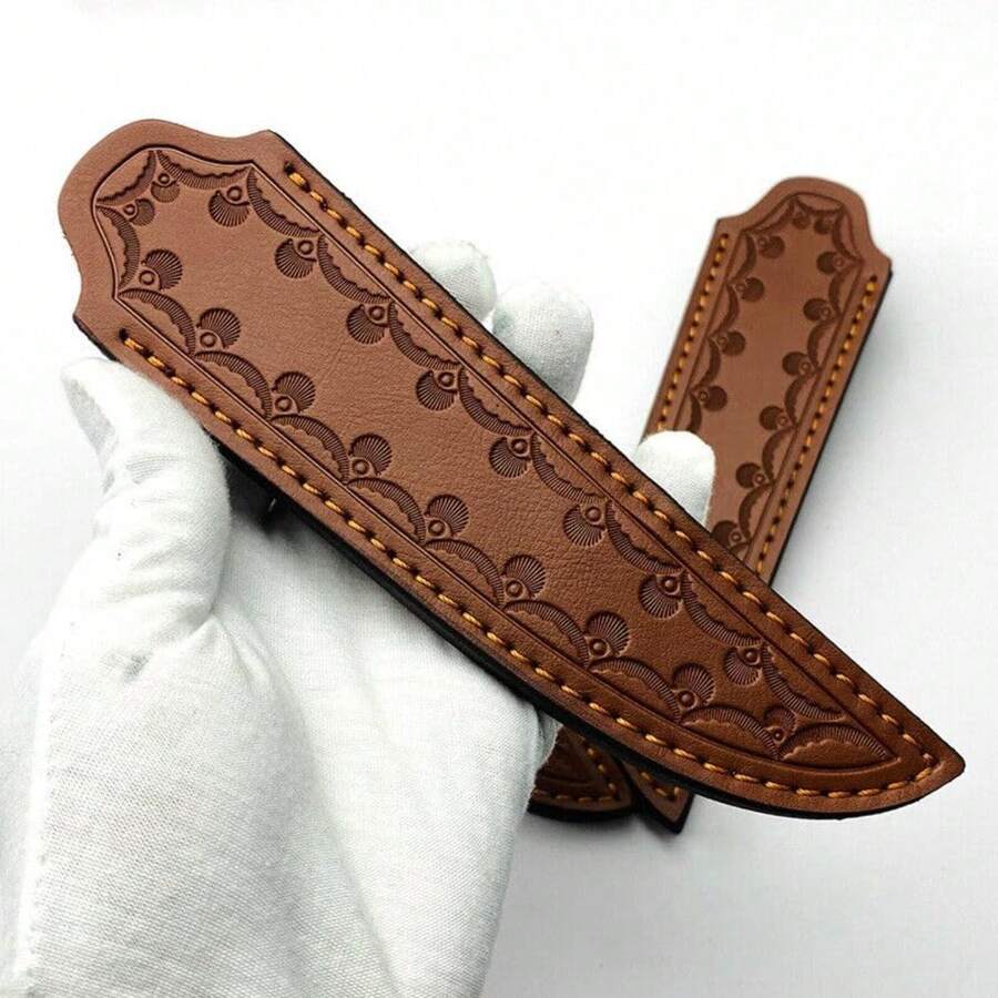 Funda de piel con hoja fija y funda de piel universal, material de cuero vacuno, incluye 1 unidad - A - Ver 1