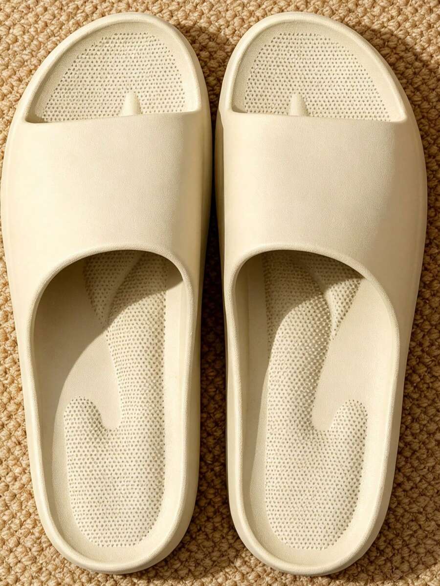Unisex Minimalist Slippers, Solid Color Soft EVA Slippers, Quick-Drying Bathroom & Pool Shoes, Couple Casual Indoor & Outdoor Slippers