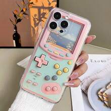 1pc Green & Pink Game Console Pattern Full Coverage TPU Shockproof Phone Case Compatible With Apple 17 16 15 14 13 12 11 Pro Max - Multicolor - View 2