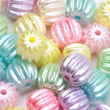 50pcs 10x11mm Pearlescent Colorful Pumpkin Acrylic Beads - Multicolor - View 4