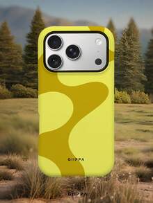 1pc Yellow-Brown Asymmetrical Wavy Pattern Design, Phone 17 Pro Max Phone Case, Compatible With Phone 16 Pro Max, 15 Pro Max, 14 Pro Max, Korean-Style High-End Fashion Fun Phone Case, Suitable For 11/12/13/14/15/16 Pro Max Plus, Elegant Design For Men And Women, Perfect Gift For Girlfriend On Christmas, Valentine's Day, Easter, Wedding Season And Birthday! - Yellow - View 7