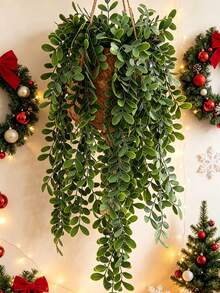 1pc Artificial Hanging Plant, Mandala Vine Hanging Wall Plant For Indoor And Outdoor Decor, Perfect For Rooms, Kitchens, Home, And Wedding Decorations. - Green - View 1