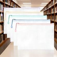 24/12/8/1pc A4 Zip Lock Bags, Mesh Document Wallet Document Folders Plastic Pockets Zipper File Wallet For School Office Homework Travel Storage Bags (Color Zipper),Back To School - Multicolor - View 8
