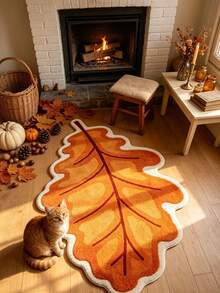 1pc Yellow Autumn Leaf Decor Rug, Bedroom Decor, Small Rug, Carpet, Home Decor, Living Room Rug, Living Room Small Rug, Bedroom Rug, Living Room Home Decor, Outdoor Rug, Washable Rug, Graduation Gift - Autumn Leaves - View 4