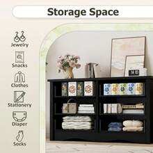 Black Dresser For Bedroom With 6 Drawers, 47.2" Wood Dresser Chests Of Drawers, Anti-Tip, Storage Organizer, TV Stand For Living Room, Closet, Hallway, Dormitory - Jet Black - View 4