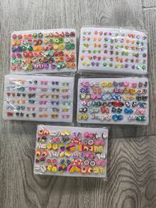 36 Pairs Girls Cute Colorful Soft Clay Fruit & Animal Plastic Earrings Set Without Box, Best Birthday Gift For Friends (Random Color & Style) - Multicolor - View 3