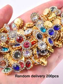 100/200/500pcs 1.2cm Rhinestone Sunflower Hand-Sewn Beaded Flower Applique Lace DIY Hair Accessories Material Handmade Double Layer Flower - Sunflower Flat-back Rhinestone - View 38