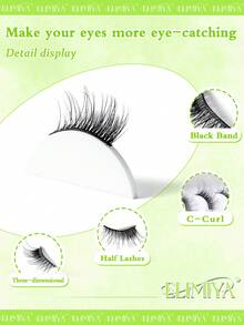 Half Eyelashes Corner Lashes Natural Lashes Half Lashes Faux Mink End Lashes Corner Eyelashes 3/4 Lashes Wispy 10 Pairs - Black - View 7