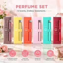MODESS Women's 6x35ml Travel Perfume Set – 6 Scents: Vanilla Amber / Pistachio Pear / Litchi Raspberry / Freesia Coconut – Sweet Gourmand Floral – Long Lasting Party Daily – Gift For GF/BFF/Mom – Valentine's Birthday Mother's Day - 6件套裝 - 查看 4